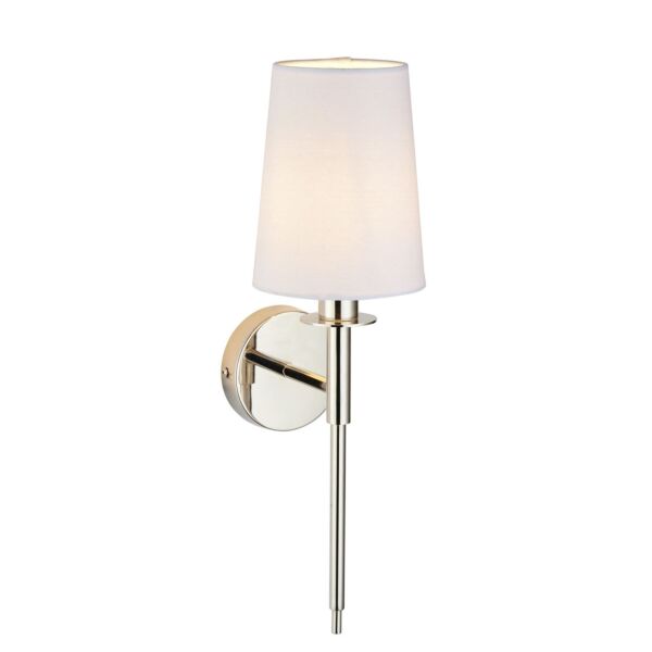 Carven - Bright Nickel Wall Light with White Shade