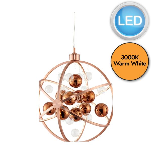 Endon Lighting - Muni - MUNI-CO - LED Copper Glass Ceiling Pendant Light