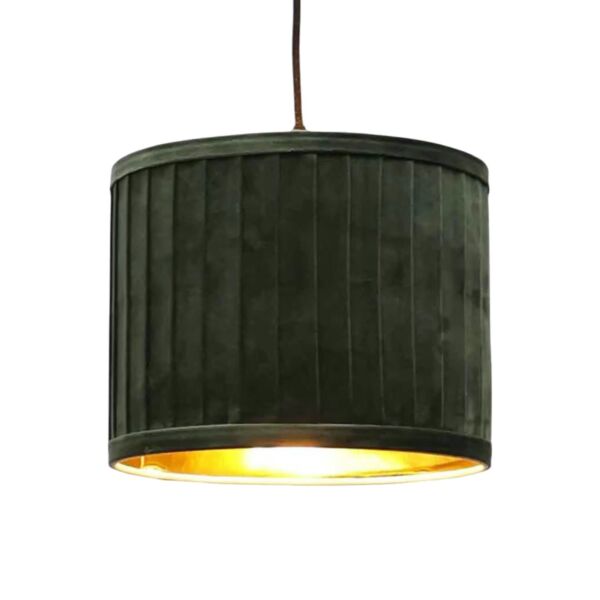 Sundance - Dark Green Velvet Pleated 25cm Lamp Shade with Gold Inner