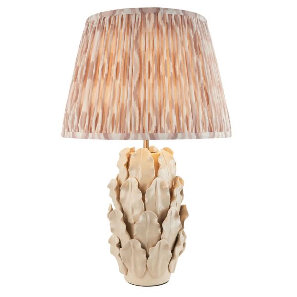 Endon Lighting - Layered Leaf & Ikat 35cm - 116465 - Cream Crackle Aged Brass Neutral Ceramic Table Lamp With Shade