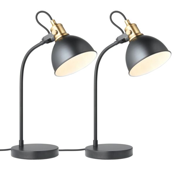 Set of 2 Acrobat - Matt Black & Gold Adjustable Task Lamps