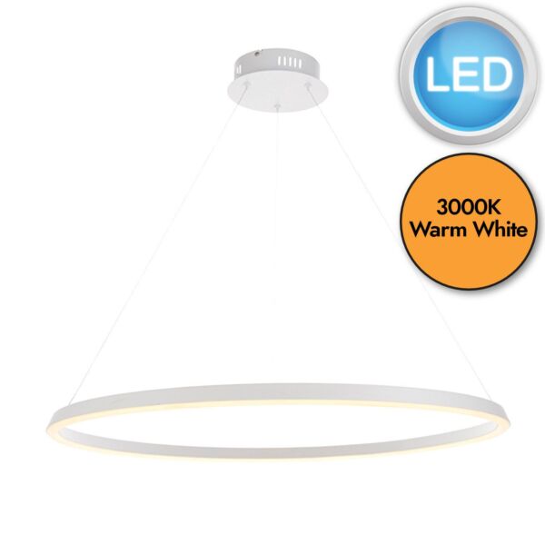 Endon Lighting - Staten - 80629 - LED White Ceiling Pendant Light