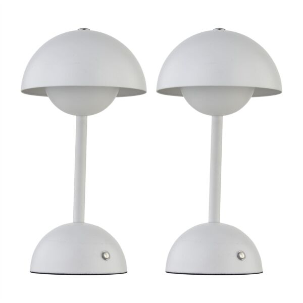 Eleanor - White LED Rechargeable Touch Table Lamps Twin Pack
