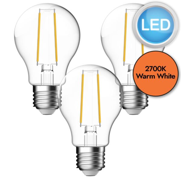 3 x 4W LED E27 Filament Light Bulbs - Warm White