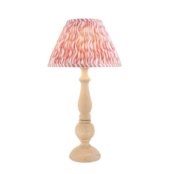 Endon Lighting - Hidcote & Ripple 30cm - 114752 - Natural Wood Aged Brass Pink Table Lamp With Shade