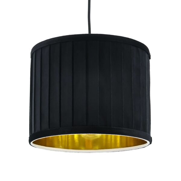 Sundance - Black Velvet Pleated 25cm Lamp Shade with Gold Inner