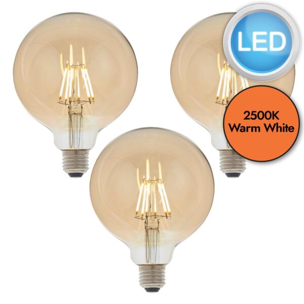 Endon Lighting - Set of 3 Globe - 93031 - LED E27 ES - Filament Light Bulbs - 125mm dia