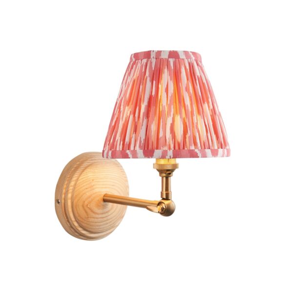 Endon Lighting - Wood Wing & Ikat 16cm - 115840 - Ash Wood Pink Wall Light