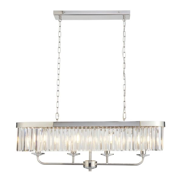 Chichester - Nickel Clear Cut Glass 4 Light Bar Ceiling Pendant Light