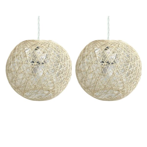 Set of 2 Abaca - Natural 8" Globe Ceiling Light Shades