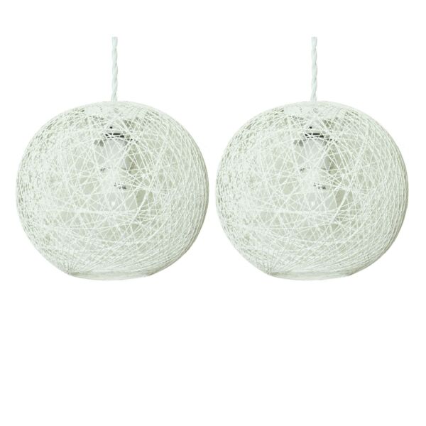 Set of 2 Abaca - White 10" Globe Ceiling Light Shades