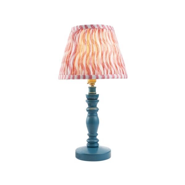 Endon Lighting - Bibury & Ripple 20cm - 114262 - Blue Aged Brass Pink Table Lamp With Shade