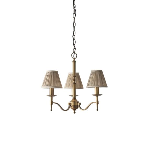 Interiors 1900 - Stanford - 63628 - Antique Brass Beige 3 Light Chandelier