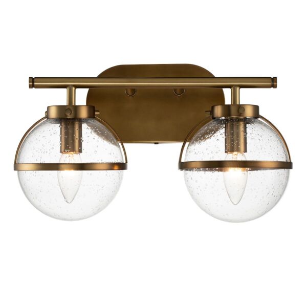 Hinkley Lighting - Hollis - HK-HOLLIS2-C-HB-BATH - Heritage Brass Clear Seeded Glass 2 Light IP44 Bathroom Wall Light