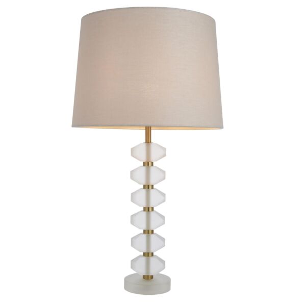 Endon Lighting - Annabelle - 98341 - Frosted Crystal Glass Natural Table Lamp With Shade