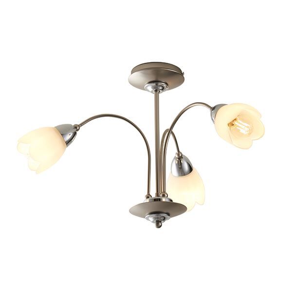 Endon Lighting - Petal - 124-3 - Chrome Opal Glass 3 Light Flush Ceiling Light