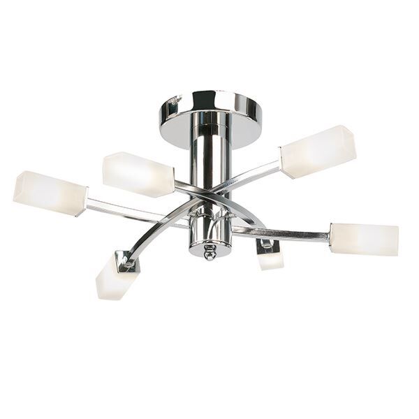 Endon Lighting - Havana - 146-6CH - Chrome Frosted Glass 6 Light Flush Ceiling Light