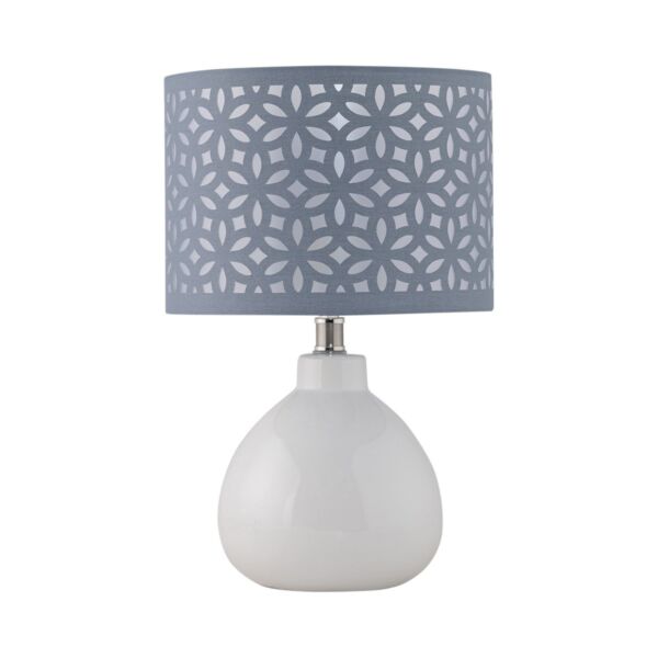 Tuscan - White Ceramic Lamp with Grey Cut Out Shade