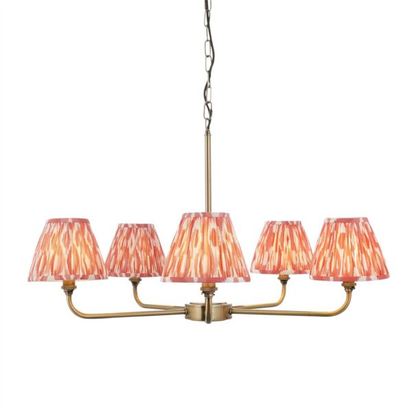 Endon Lighting - Lille - 118045 - Antique Brass Pink 5 Light Ceiling Pendant Light