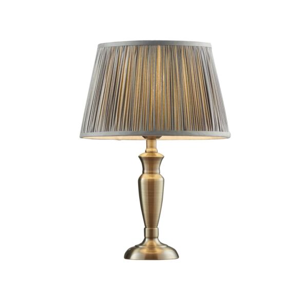 Endon Lighting - Oslo - 91151 - Antique Brass Charcoal Table Lamp With Shade