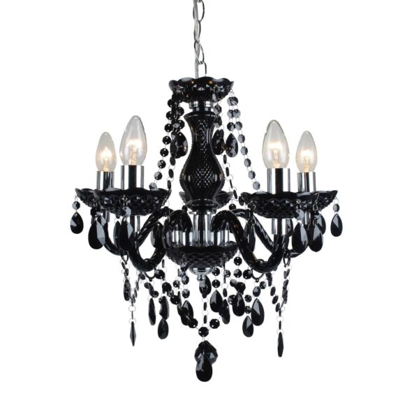 Black and Chrome Marie Therese Style 5 x 40W Chandelier