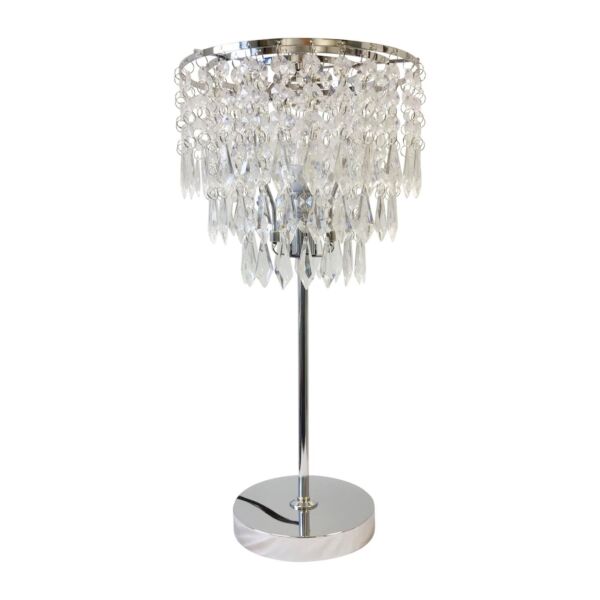 Chrome and Acrylic Crystal Jewelled Table Lamp