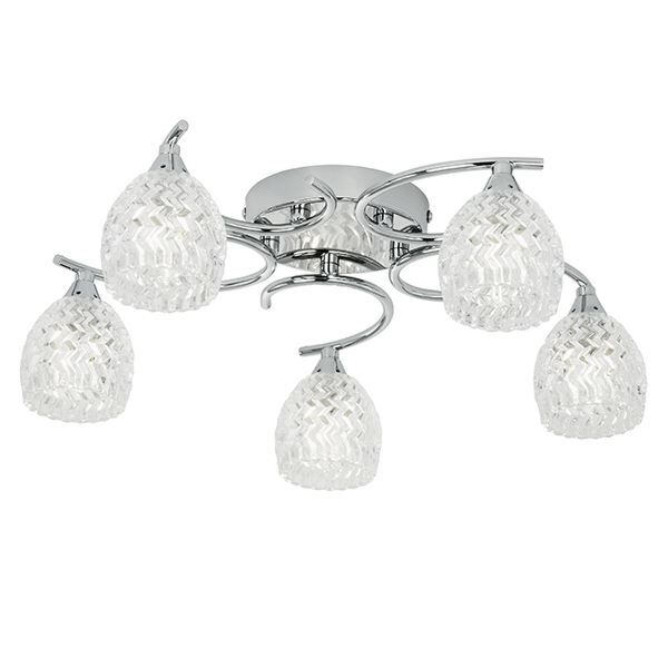 Endon Lighting - Boyer - BOYER-5CH - Chrome Clear Glass 5 Light Flush Ceiling Light