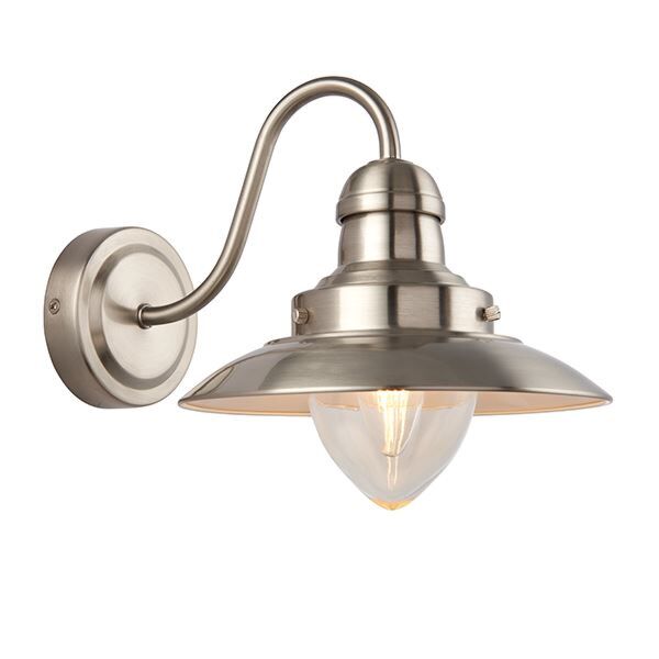 Endon Lighting - Mendip - 60800 - Satin Nickel Clear Glass Wall Light