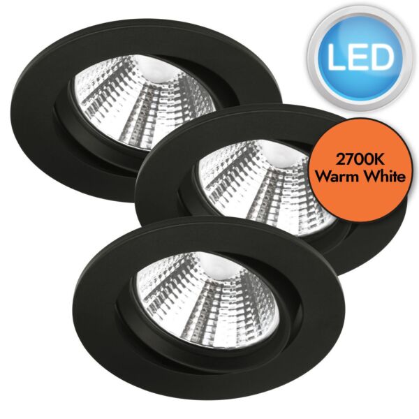 Nordlux - Set of 3 Fremont 3-Kit IP23 2700K - 47580103 - LED Black Recessed Ceiling Downlights