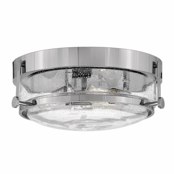 Hinkley Lighting - Harper - HK-HARPER-F-CM-CS - Chrome Clear Seeded Glass 3 Light Flush Ceiling Light