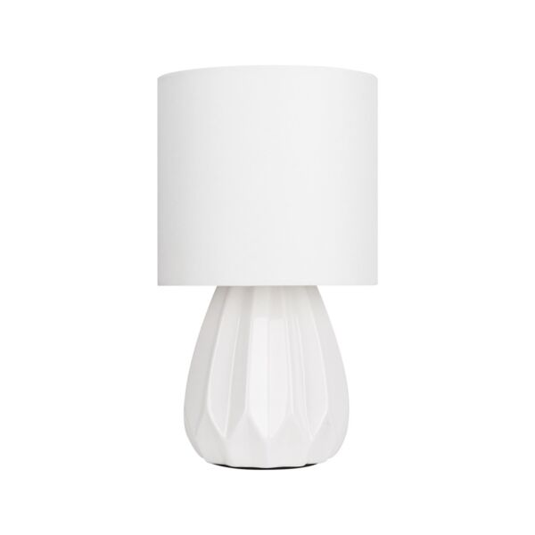 Geometric - White Ceramic Table Lamp with Matching Shade