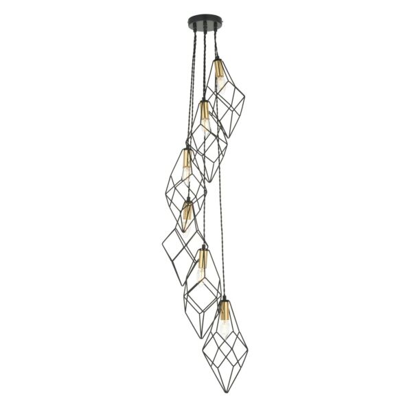 Endon Lighting - Jaxon - 98151 - Black Gold 6 Light Ceiling Pendant Light