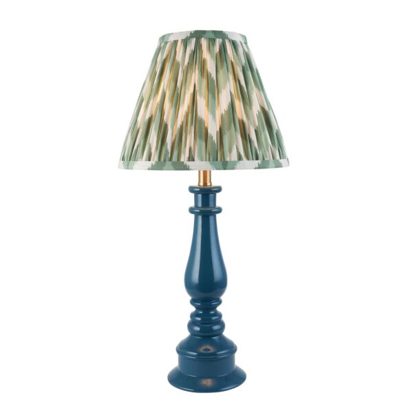 Endon Lighting - Myrtle & Zigzag 25cm - 116349 - Blue Warm Brass Green Table Lamp With Shade