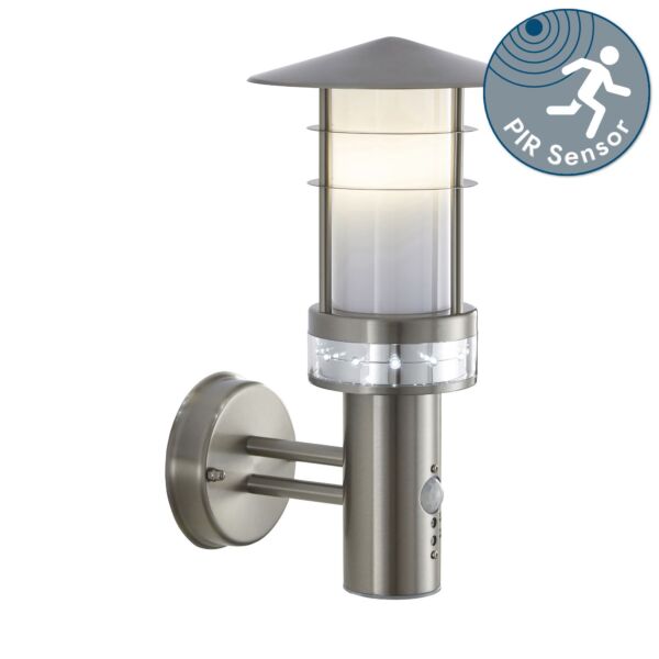 Saxby Lighting - Pagoda - 13924 - Stainless Steel Frosted IP44 Outdoor Sensor Wall Light