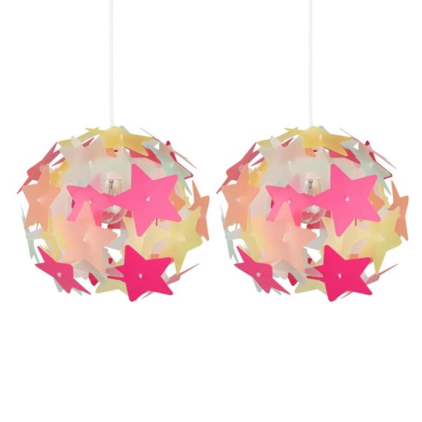 Set of 2 Multi Coloured Stars Easy Fit Light Shades