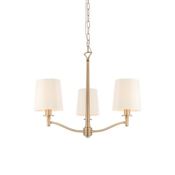 Endon Lighting - Ortona - 73411 - Antique Brass White 3 Light Ceiling Pendant Light