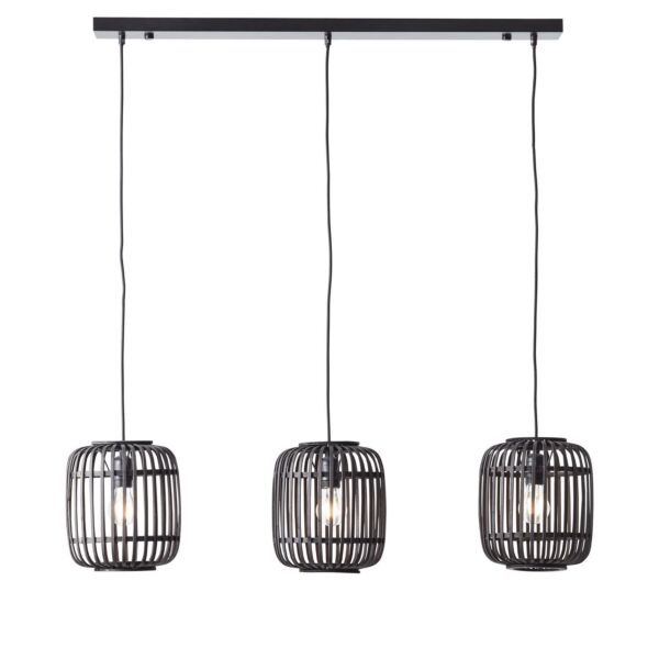 Endon Lighting - Mathias - 101698 - Dark Bamboo Black 3 Light Bar Ceiling Pendant Light