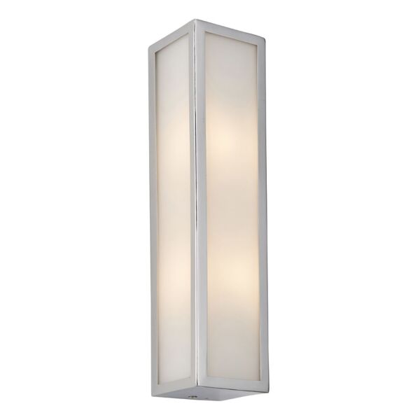 Endon Lighting - Newham - 96137 - Chrome Frosted Glass 2 Light IP44 Bathroom Strip Wall Light