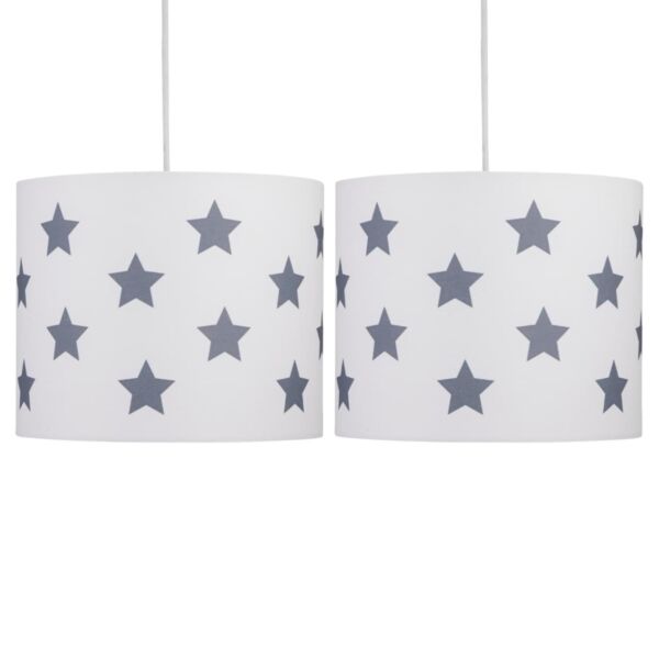 Set of 2 White with Grey Stars 25cm Light Shades