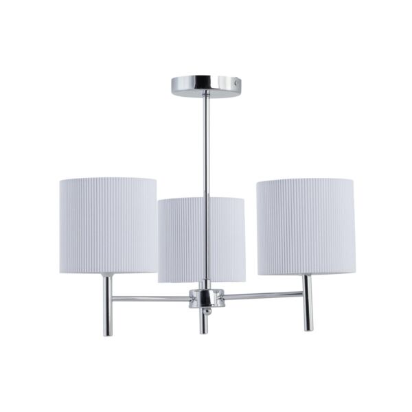 Brea - Chrome 3 Light Fitting with White Pleated Shades