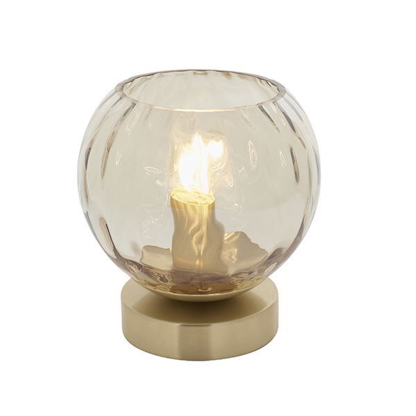 Endon Lighting - Dimple - 91973 - Satin Brass Clear Champagne Glass Table Lamp