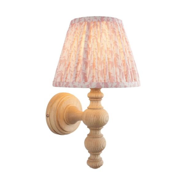 Endon Lighting - Bibury & Leaf 20cm - 114324 - Ash Wood Aged Brass Peach Wall Light