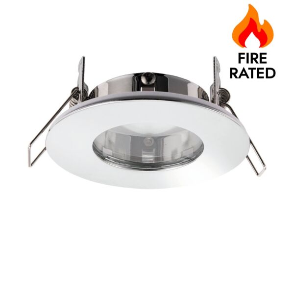 Saxby Lighting - Speculo - 79980 - Chrome Clear Glass IP65 Round Bathroom Recessed Fire Rated Ceiling Downlight