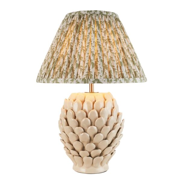 Endon Lighting - Layered Leaf & Leaf 30cm - 116411 - Cream Crackle Aged Brass Green Ceramic Table Lamp With Shade