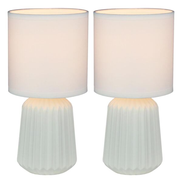 Set of 2 Fox - White Ceramic Lamps