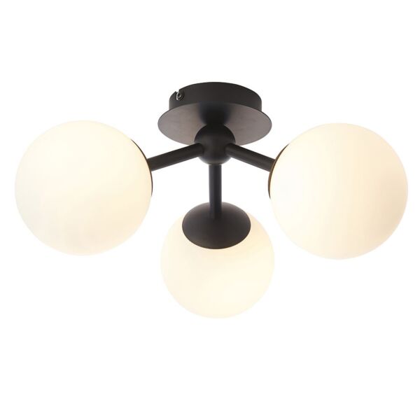 Endon Lighting - Pulsa - 93489 - Black White Glass 3 Light IP44 Bathroom Ceiling Light