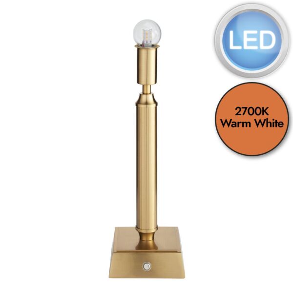 Endon Lighting - Trobridge Rechargeable - 110457 - LED Aged Brass Touch Base Only Table Lamp