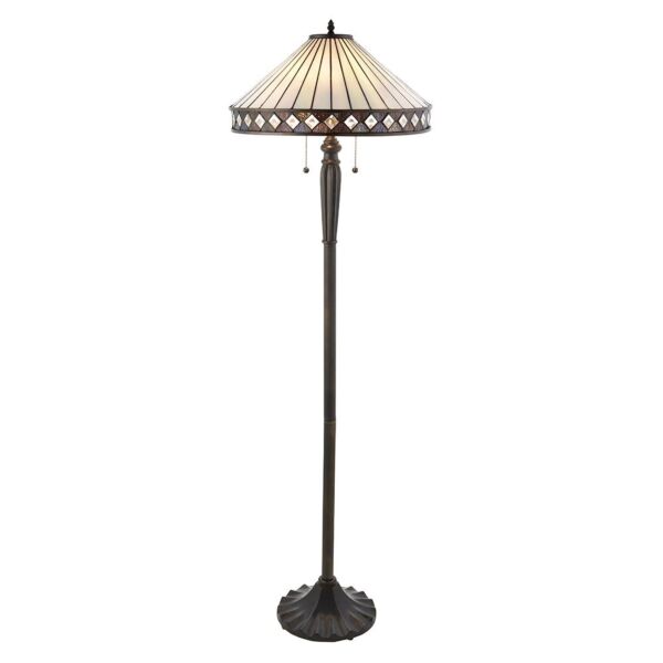 Interiors 1900 - Fargo - 70936 - Dark Bronze Tiffany Glass 2 Light Floor Lamp