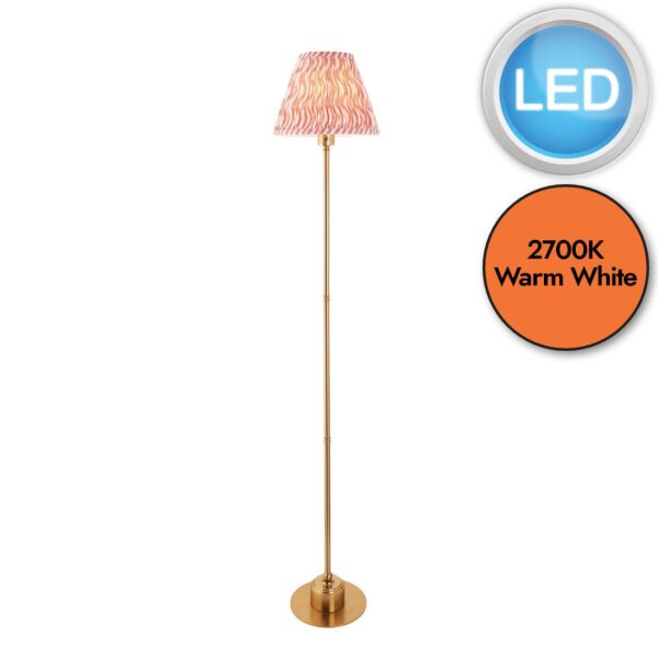 Endon Lighting - Burley Rechargeable & Ripple 25cm - 114766 - LED Aged Brass Pink Touch Floor Lamp