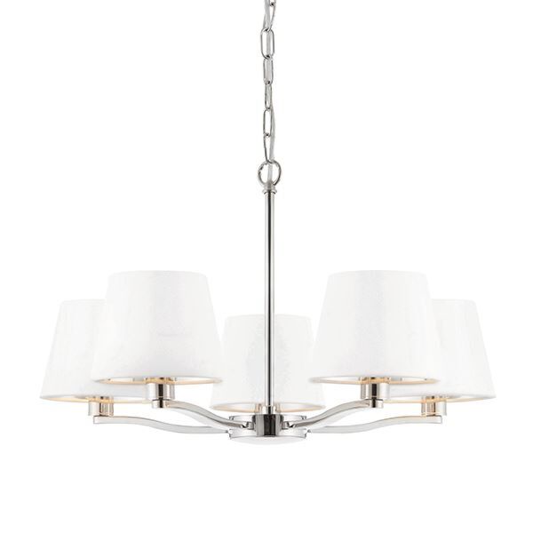 Endon Lighting - Harvey - 73022 - Nickel Vintage White 5 Light Ceiling Pendant Light